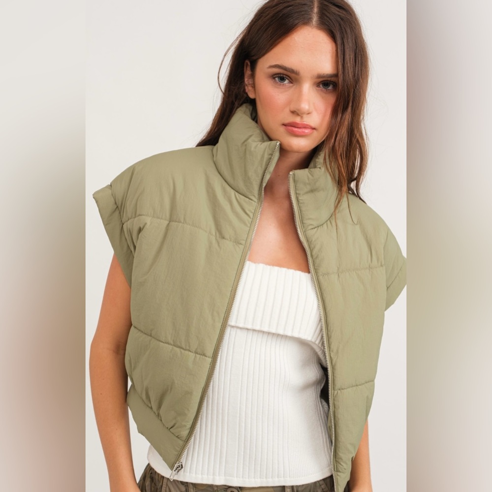 Olive Green Puffer Vest